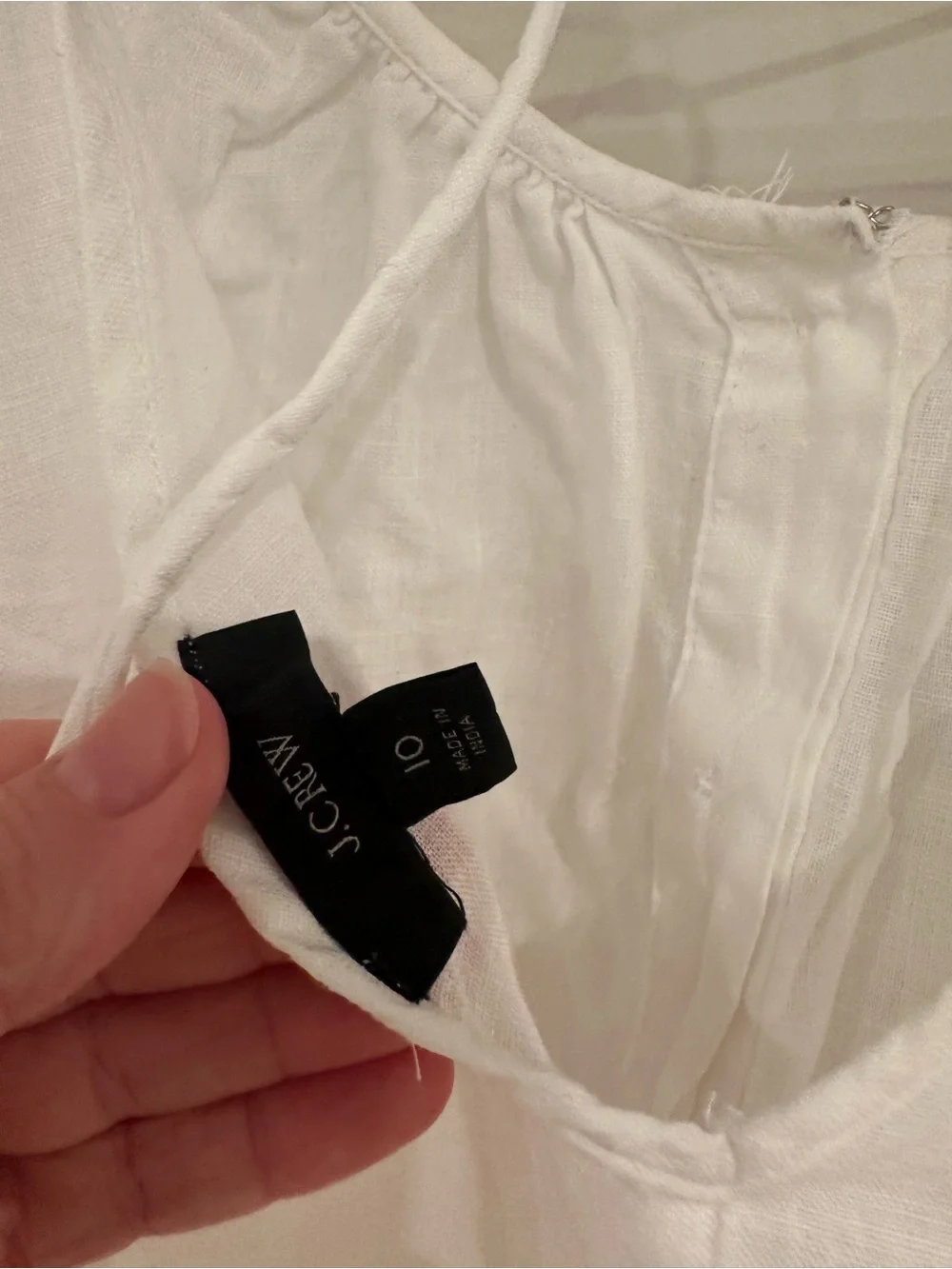 J. Crew White Puff Sleeve Tie-Back Top